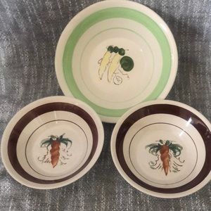 3 vintage serving dishes. The two small ones are Action industries inc.